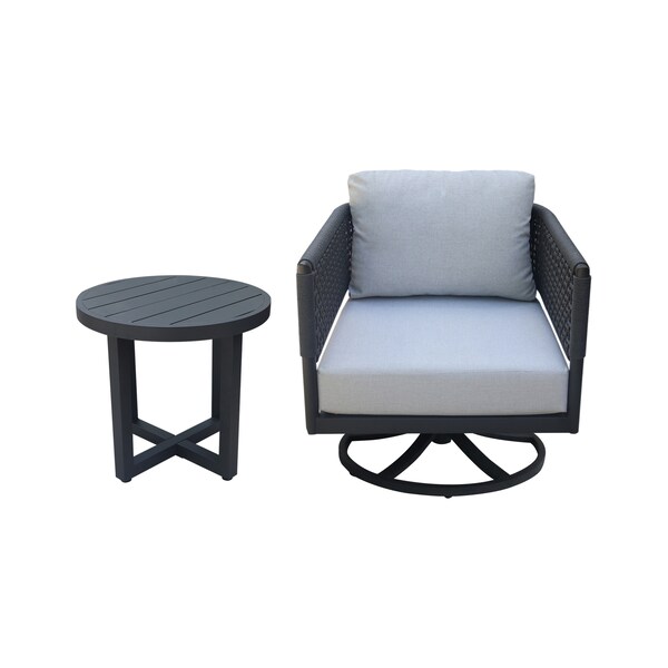 International Concepts Outdoor 2 Piece Patio Furniture Set with an End Table and Swivel Rocking Chair KODOT-12RE-201SW - main